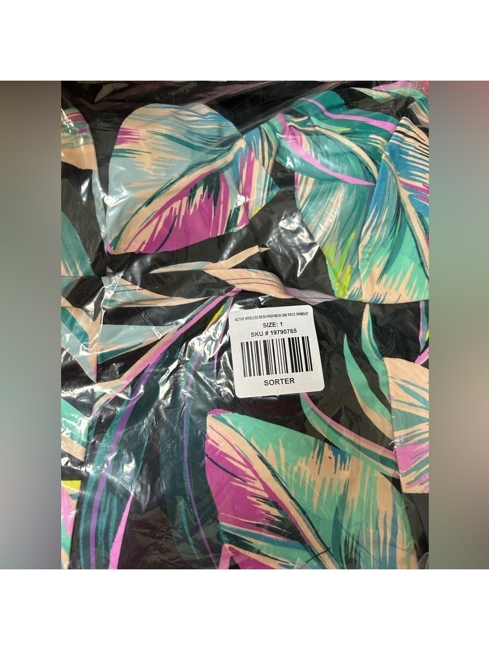 Torrid Wireless Mesh High Neck One Piece Swimsuit Pretty Summer Leaves Black NEW - Picture 7 of 7